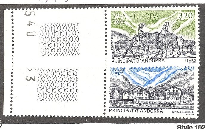 French  Andorra  Europa  1986  Mint VF NH - Lakeshore Philatelics