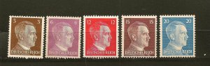 Germany Type A115 Lot of 5 Different Hitler Mint No Gum