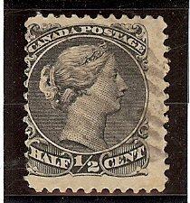 Canada Used Scott #21 1/2 c Black Large Queen