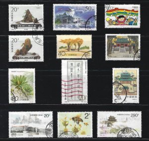 China stamps 1996LotB: 1996-5, 1996-6, 1993-11, 1994-4 and more. Lot of 12 used