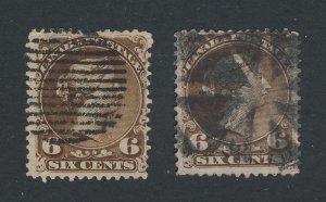 2x Canada Large Queen Used Stamps; #27a-6c F/VF #27-6c Fancy Cancel GV=$175.00