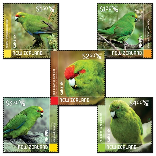 Stamps of New Zealand 2020. - Kakariki - New Zealand Parakeets Set of Stamps