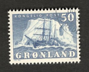 1950 Greenland Sc #35 - '50' - Polar Sailing Ship Used Cv$15