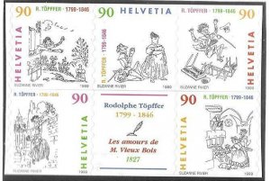 1999   SWITZERLAND  -  SG.  1409 / 1413  -  CARTOONIST -  SELF ADHESIVE  -  MNH