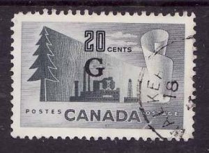 Canada-Sc#O30- id9-used 20c Pulp & Paper overprinted G-1951-53-