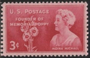 US 977 (mnh) 3¢ Moina Michael, memorial poppy (1948)