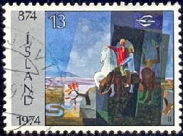 Painting by Johannes Johannesson, Iceland stamp SC#462 used
