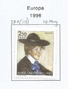 ESTONIA - 1996 - Europa - Perf Single Stamp - Mint Lightly Hinged