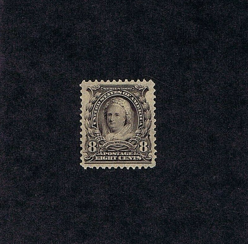 SC# 306 UNUSED OG MNH 8C MARTHA WASHINGTON 1902, 2021 PSAG CERT GRADED VF-XF 85
