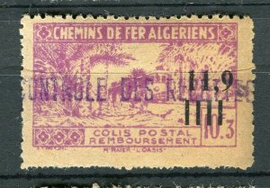 FRENCH ALGERIA RAILWAY STAMPS; 1940s early used pictorial 11.9Fr. value 