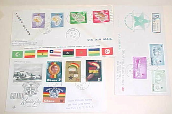 GHANA FDC 3 DIFF. 1957-1960 CACHET ADDRESSED