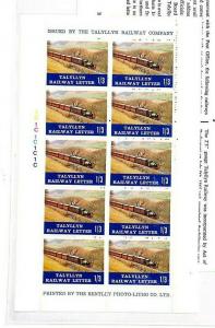 GB WALES Railway Stamps Block of 10 Talyllyn Railway{samwells} GG257