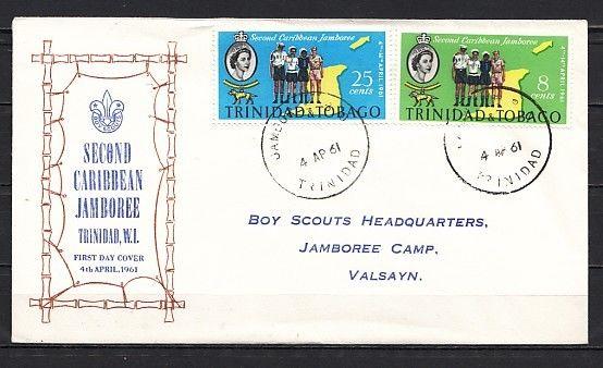 Trinidad, Scott cat. 103-104. Caribbean Scout Jamboree issue. First Day Cover.