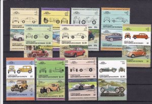 SA19h Union Island, Grenadines of St Vincent 1980's History of Cars mint pairs