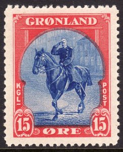 1945 Greenland Christian X 15 ore issue MNH Sc# 14 CV $35.15