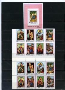 MANAMA 1968 PAINTINGS BY RAPHAEL 2 SHEETS OF 8 STAMPS PERF. & IMPERF. & S/S MNH 