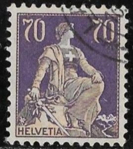 Switzerland 1924 Used Stamp Scott #142 Sitting Helvetia 70c