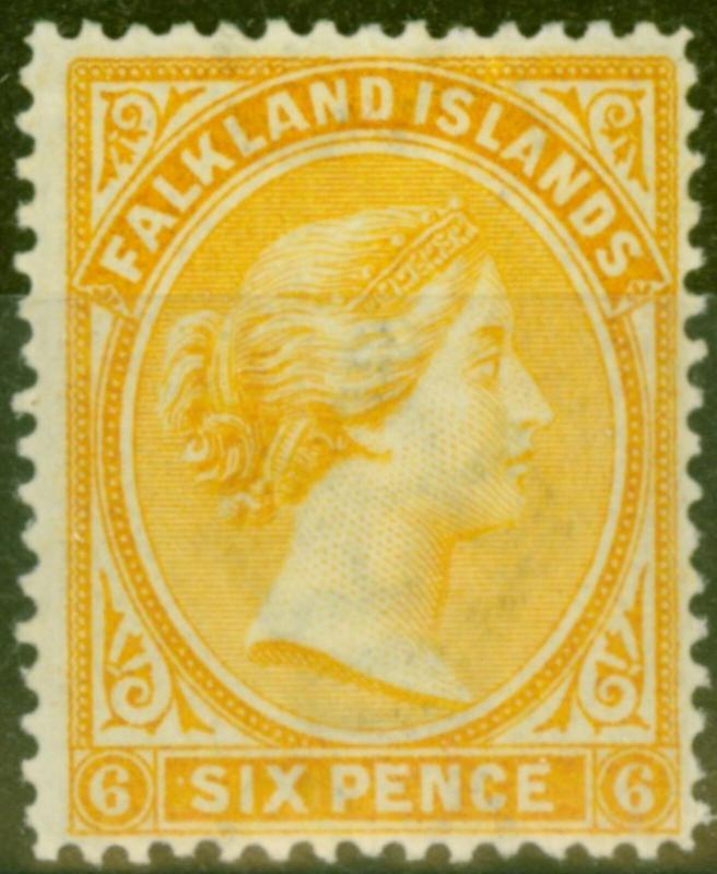 Falkland Is 1896 6d Yellow SG34 Fine Very Lightly Mtd Mint