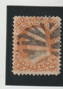 US Scott #100 Used Fancy Cancelation 30 Cent F Grill  Cancel Black  CV $ 950.