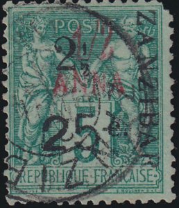 French Offices Zanzibar 1897 SC 29 Used {Cert} 