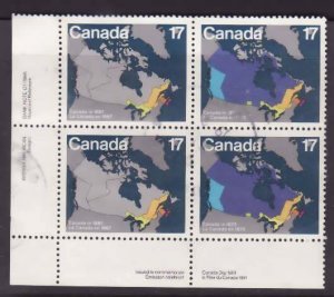 Canada-Sc#890-3- id5-used 17c Canada Day LL plate block-Maps-1981-