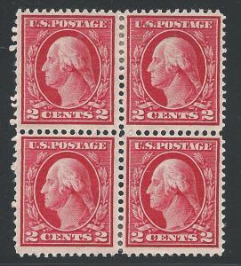 Scott #406 Block of 4, Perf 12 Washington-Franklin Issue,...