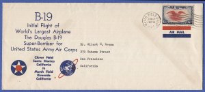 US  1941 B-19 First Flight cover, Super Bomber, March Field, CA