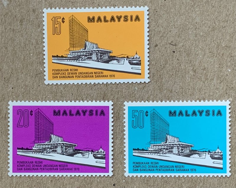 Malaysia 1976 State Council Building, MNH. Scott 144-146, CV $2.00. SG 152-154