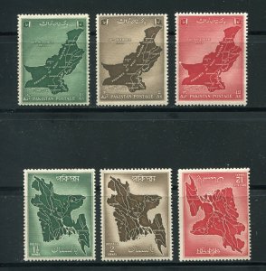 Pakistan 79-81, 84-86 Maps of Pakistan, Bangladesh Stamp Sets MNH 1955