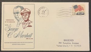 USS GEORGE MARSHALL SSBN-654 COMMISSIONING APR 1966 NEWPORT NEWS VA NAVY CACHET