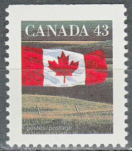 #1359as MNH Canada Flag 13.6 perf Booklet Single 43¢