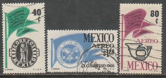 MEXICO 970,C314-C315 Cong Post Union Americas & Spain USED. VF. (1310)