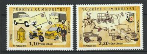 Turkey 2013 MNH Stamps Scott 3344-3345 Europa CEPT Postal Cars Horses Trucks