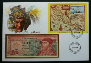 Mexico Maritime 1985 Map People Culture Traditional FDC (banknote cover) *Rare