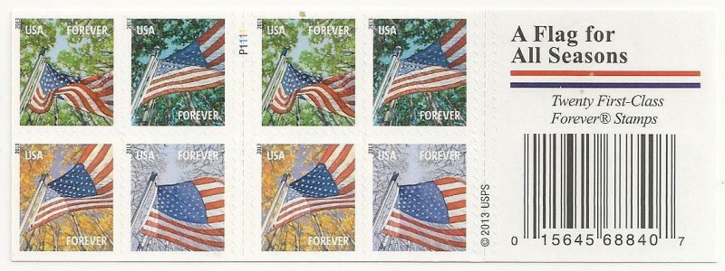 Forever Stamps US Flag Booklet of 20 Stamps (MNH)