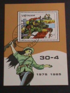 ​VIETNAM 1985 SC#1486 MILITARY VICTORY IN SOUTH VIETNAM FANCY CANCEL S/S -VF