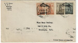 Angola 1938 Malange cancel on cover to the U.S., Scott 244, 248, 254