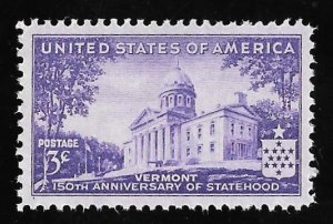 903 3 cents Vermont Statehood Stamp mint OG NH EGRADED XF-SUPERB 96 XXF