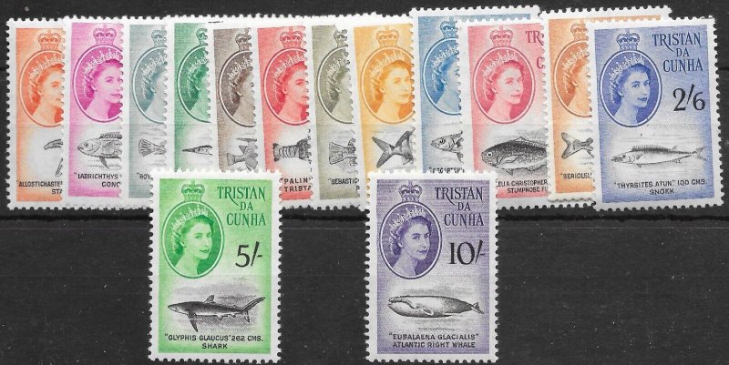 TRISTAN DA CUNHA SG28/41 1960 MARINE LIFE DEFINITIVE SET MNH