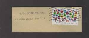 Scott#  5434 used  singles Used San Jose CA  Aug.  26, 2022  Canceled  on  paper