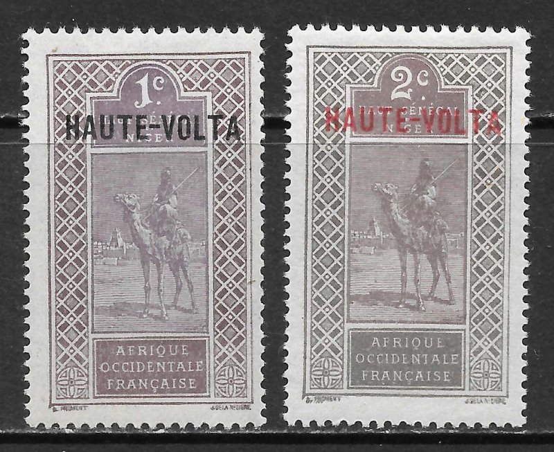 Burkina Faso Scott 1-2 Unused HOG - 1920 HAUTE-VOLTA O/Ps - SCV $0.50