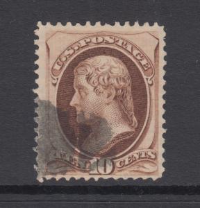 US Sc 150 used 1870 10c brown Jefferson VF