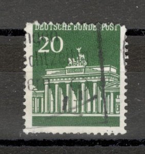GERMANY-USED STAMP, 20 pf - ERROR, MOVED PERFORATION - Brandenburg gate-1966/68