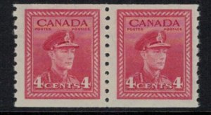 Canada 1948 UN281 4-Cent KGVI War Issue - Coil Pair - MNH