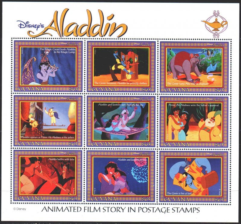 Guyana. 1993. ml 4491-99. Aladdin, Disney cartoons. MNH.