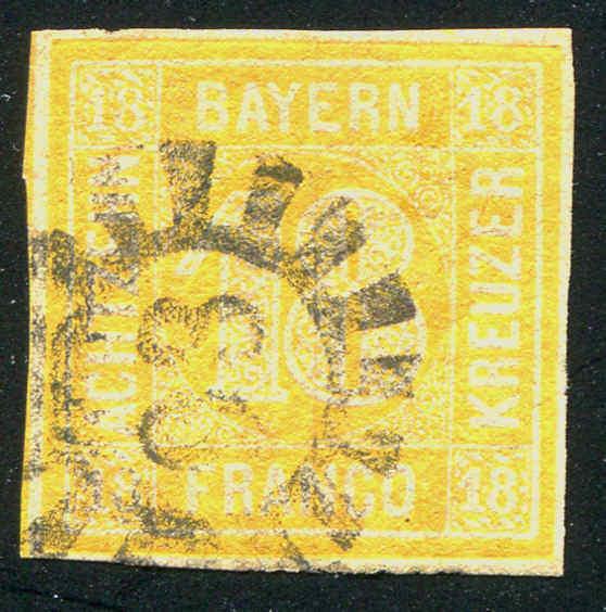 Bavaria Scott #8 Used Cog Cancel #93 Four Margins Silk Thread