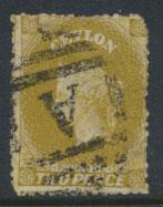 Ceylon  SG 51 Used perf 12½ ochre wmk reversed Crown CC 22½