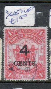 NORTH BORNEO  4C/$1.00 ARMS     SG  87   VFU   P0314A H