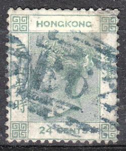 Hong Kong 24c Green (Scott #5) Used, 