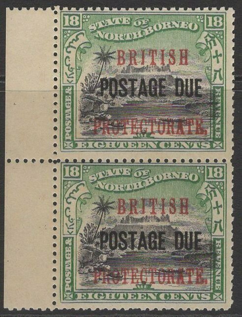 NORTH BORNEO SGD48 1910 18c BLACK & GREEN MNH PAIR